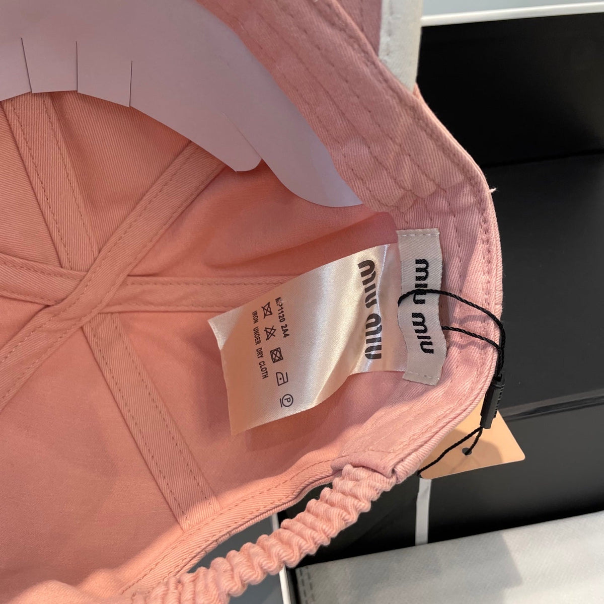 MIU MIU MM BASEBALL CAP IN PEACHY PINK FABRIC STYLE 8