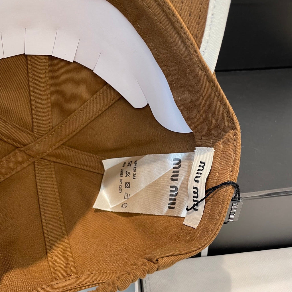 MIU MIU MM BASEBALL CAP IN BURNT ORANGE FABRIC STYLE 5