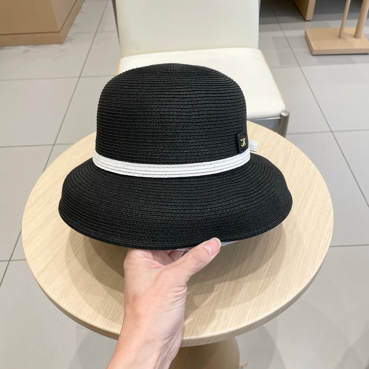 CELINE BUKET HAT MODEL 650561 IN BLACK SPRAY FABRIC