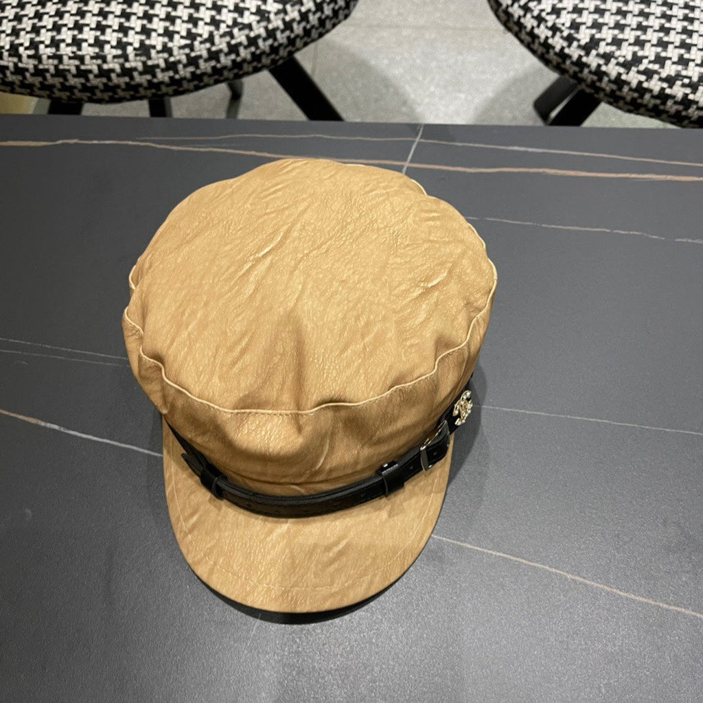 CHANEL BAKER BOY CAP IN PEANUT BROWN CALFSKIN 420948