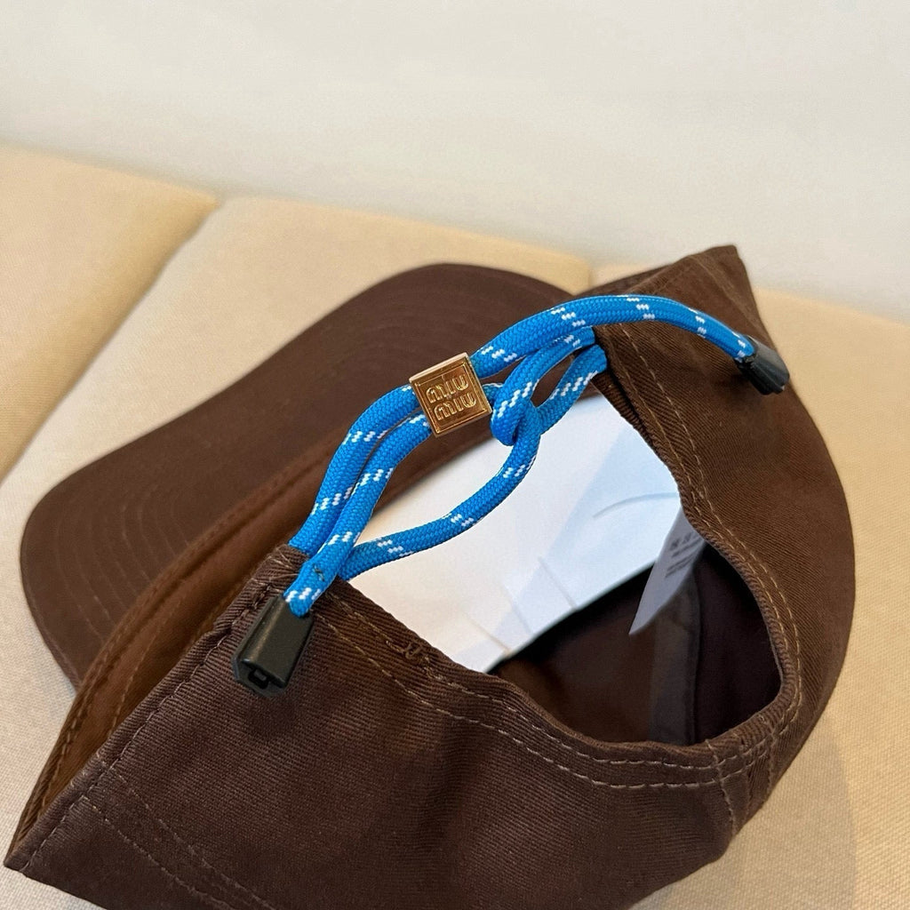 MIU MIU MM BASEBALL CAP IN BROWN KHAKI FABRIC STYLE 6
