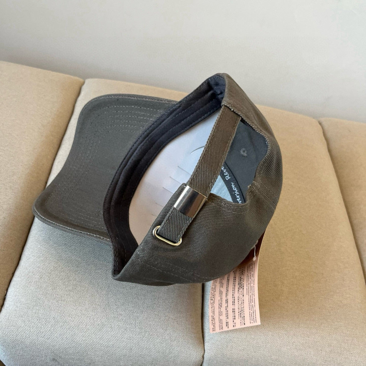MIU MIU MM BASEBALL CAP IN DARK GREY KHAKI FABRIC STYLE 1