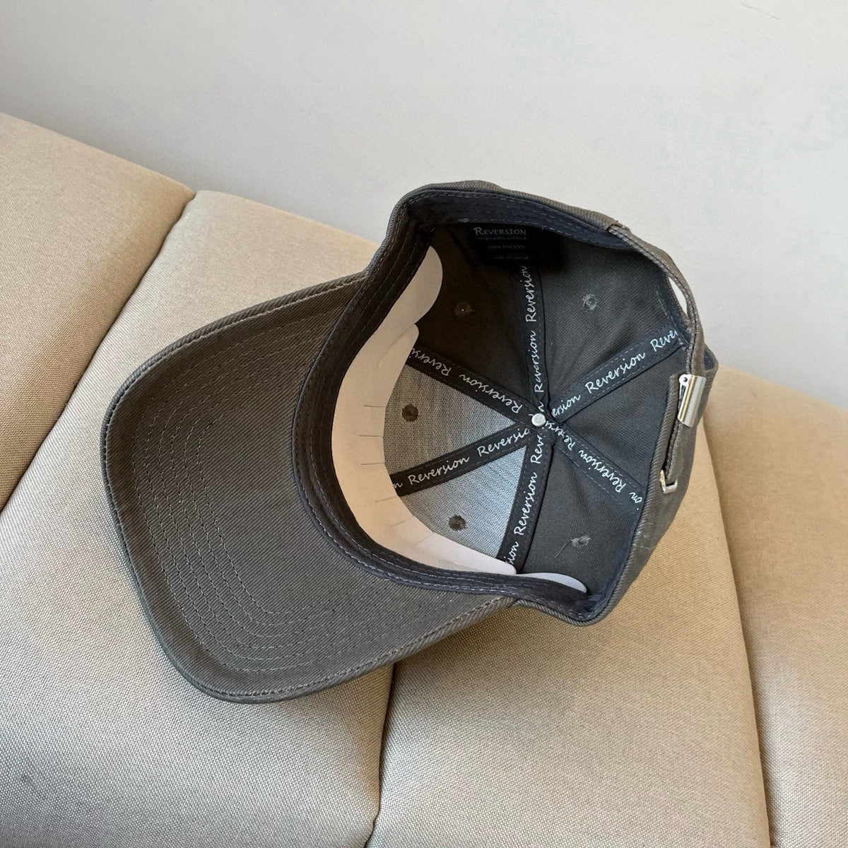 MIU MIU MM BASEBALL CAP IN DARK GREY KHAKI FABRIC STYLE 1